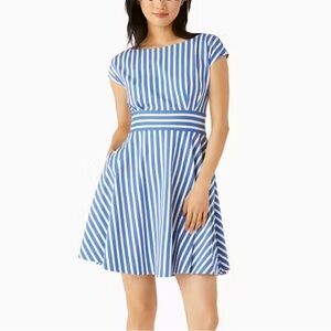 Kate Spade ♠️ Basket Stripe blue white Ponte Fiorella Dress Sz large XL